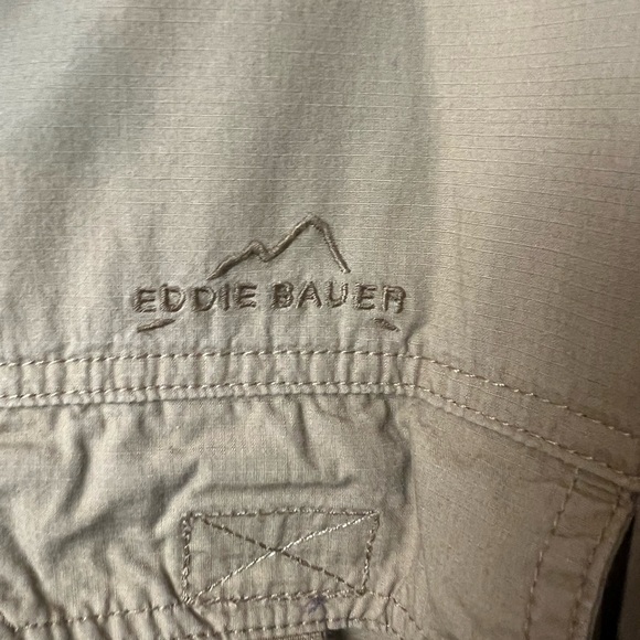 EDDIE BAUER Fishing Camping Short Sleeve Shirt Button Front Green Men LG - Picture 9 of 10